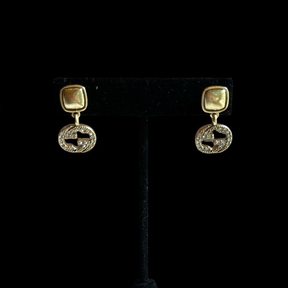 Gucci Gold Drop Square GG Earrings - Picture 1 of 4